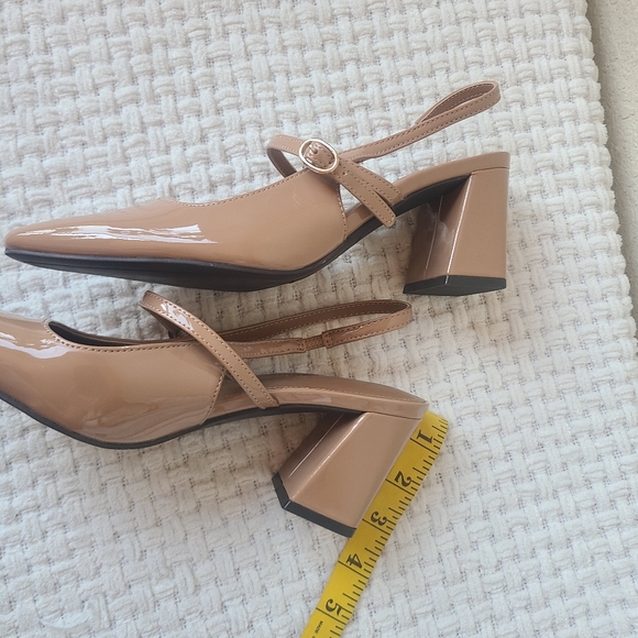 Marc Fisher Elegant Tan Block Heel Slingback Shoes Women's Size 7.5 - Picture 7 of 10